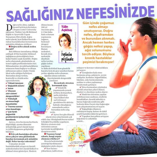 Sağlığınız Nefesinizde Saklı | Milliyet Gazetesi Cadde Eki Ocak 2018